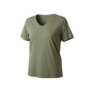 Ulla Popken Classic Olive V-Neck Short Sleeve Top Size 12/14